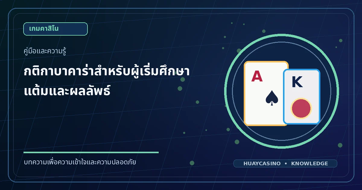 ภาพประกอบหัวข้อ กติกาบาคาร่าสำหรับผู้เริ่มศึกษา: แต้มและผลลัพธ์ โทนสีน้ำเงินและทอง